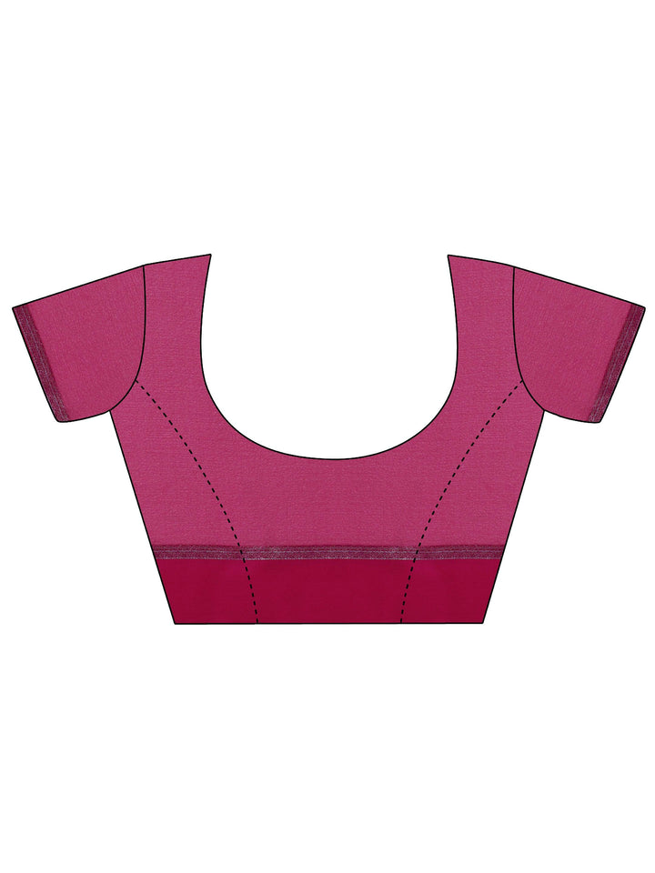 Pink Printed Satin Saree With Unstitched Blouse Piece