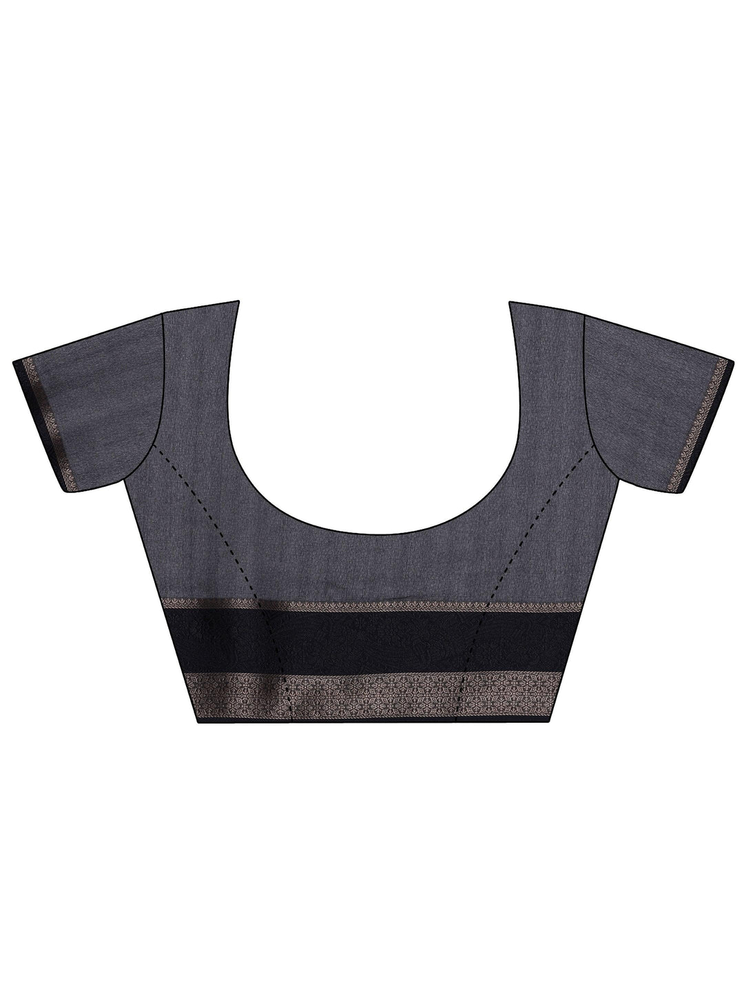 Black Printed Silk Blend Saree With Unstitched Blouse Piece - Libas