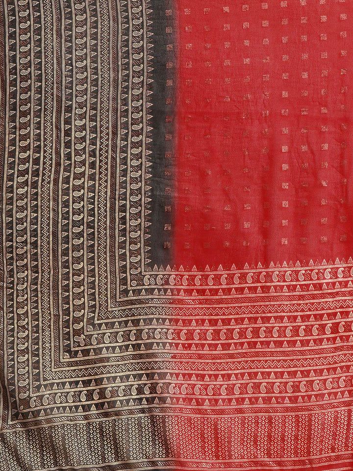 Red Printed Georgette Saree