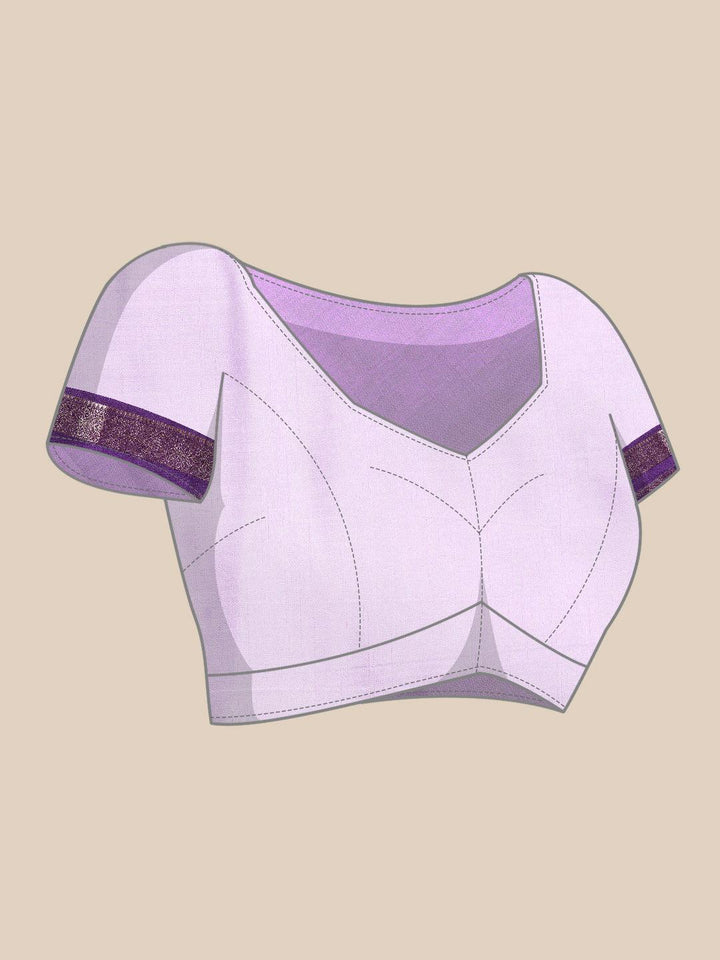 Lavender Printed Silk Blend Saree