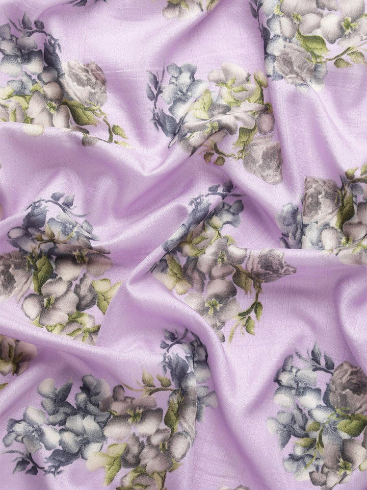 Lavender Printed Silk Blend Saree