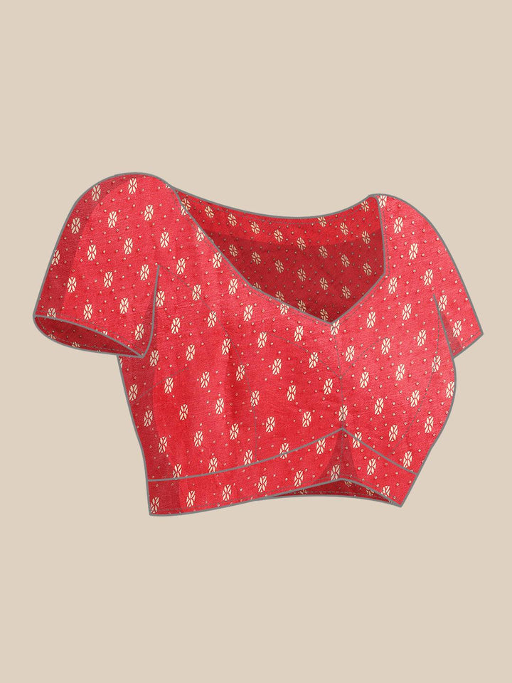 Red Printed Georgette Saree