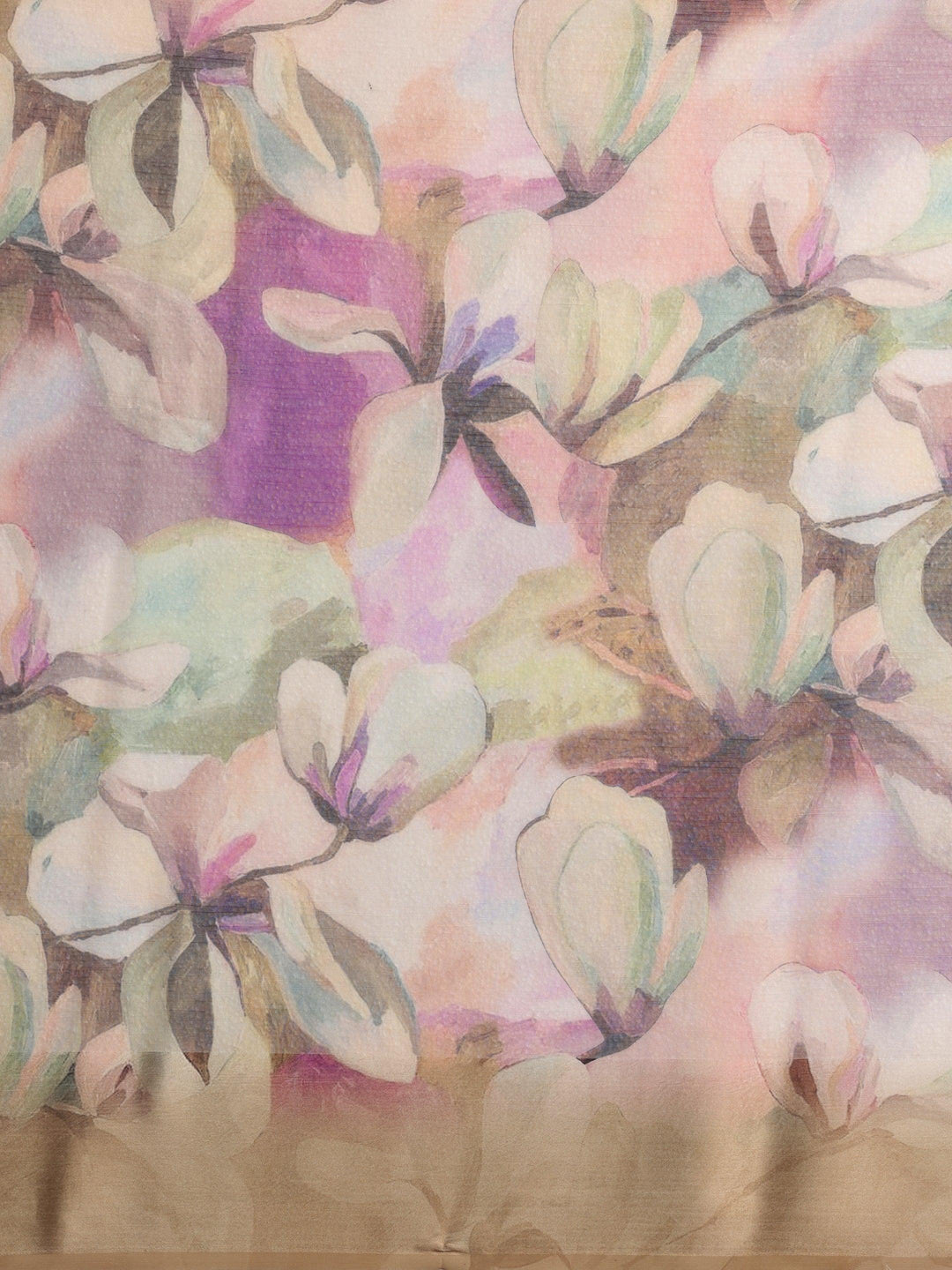 Olive Printed Silk Blend Saree With Unstitched Blouse Piece - ShopLibas