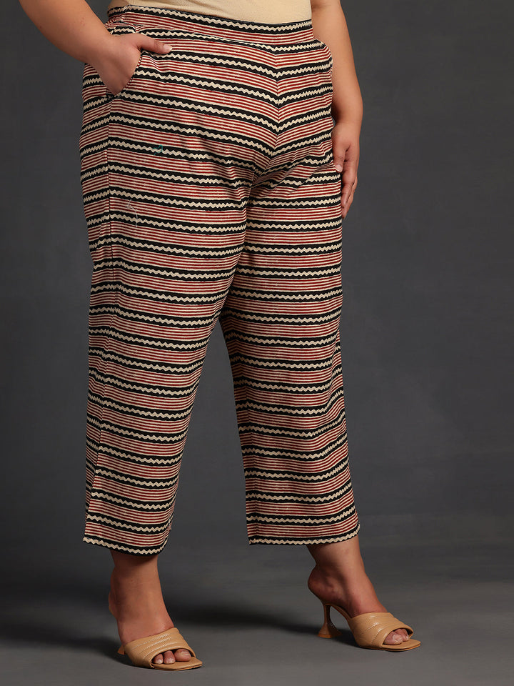 Plus Size Maroon Printed Cotton Straight Suit With Dupatta