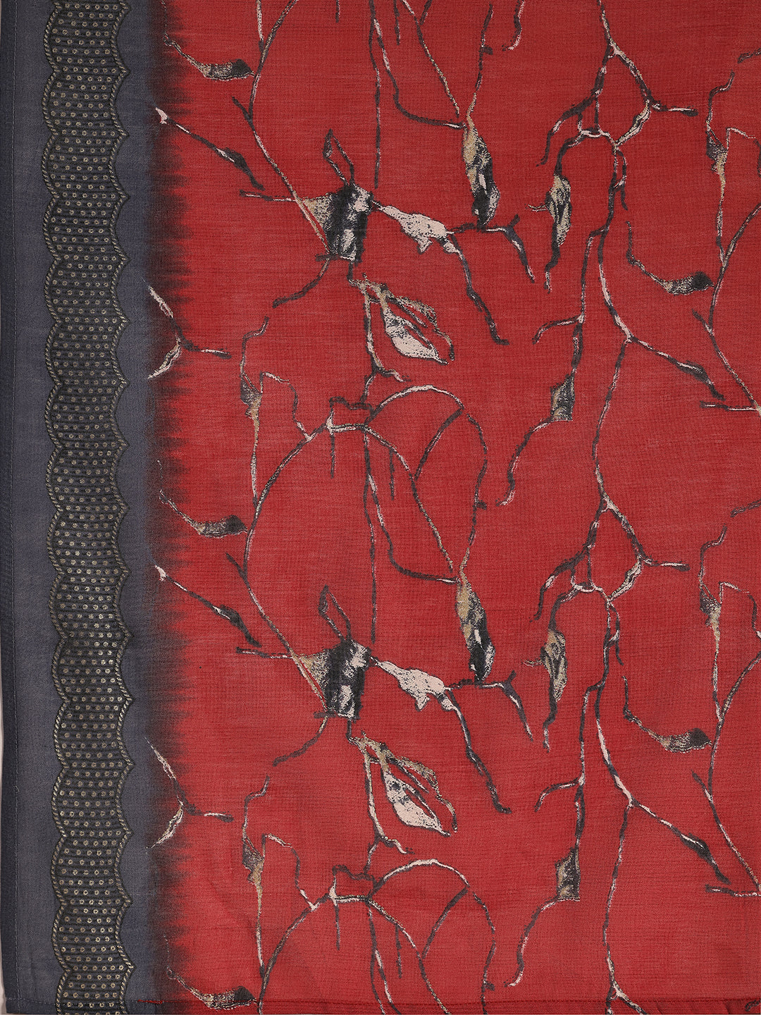 Plus Size Grey Printed Silk Blend Straight Suit With Dupatta