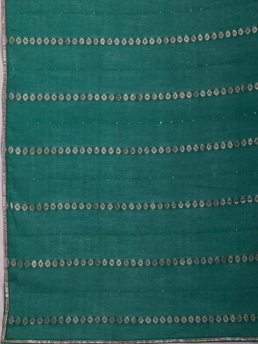 Plus Size Green Yoke Design Silk Blend Straight Suit With Dupatta