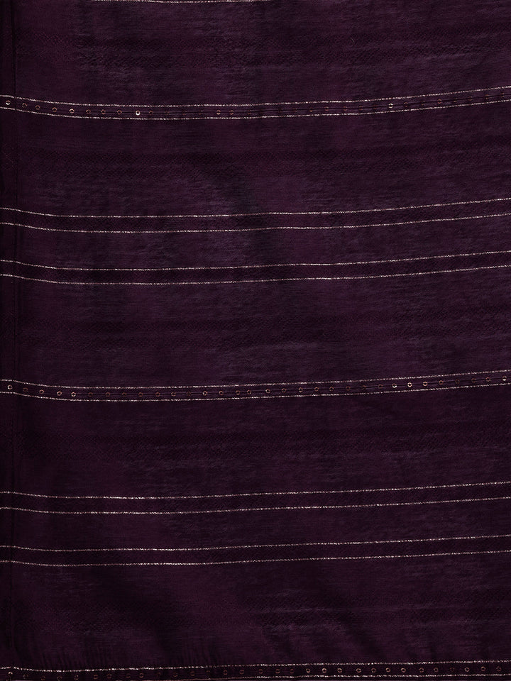 Plus Size Purple Yoke Design Silk Blend Straight Suit With Dupatta