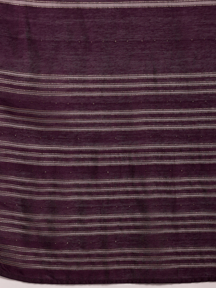 Plus Size Purple Embroidered Silk Blend Straight Suit With Dupatta