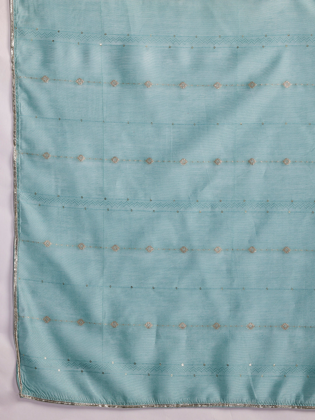 Plus Size Blue Yoke Design Silk Blend Straight Suit With Dupatta