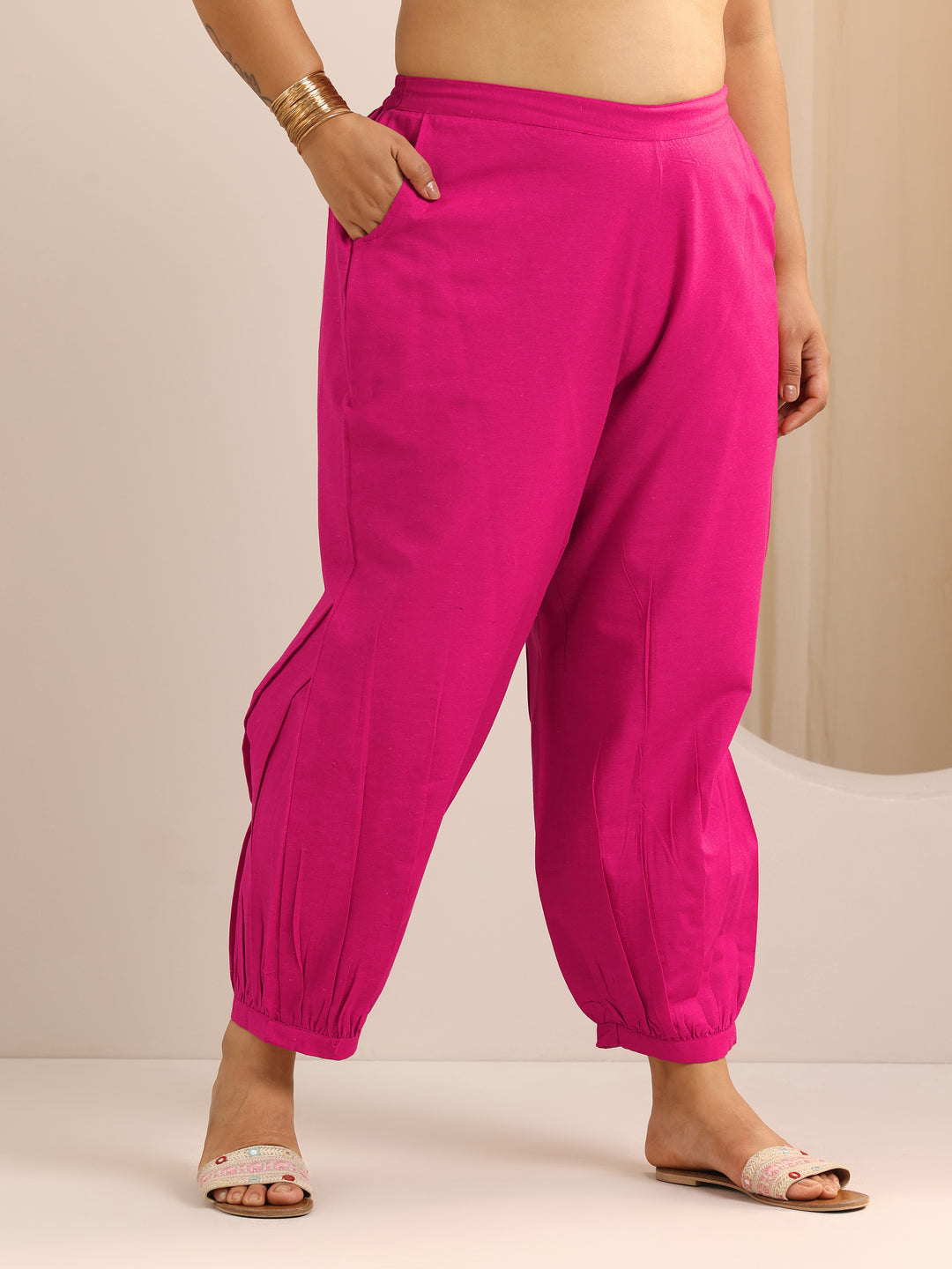 Plus Size Off White Self Design Cotton Blend Straight Suit Set With Dupatta