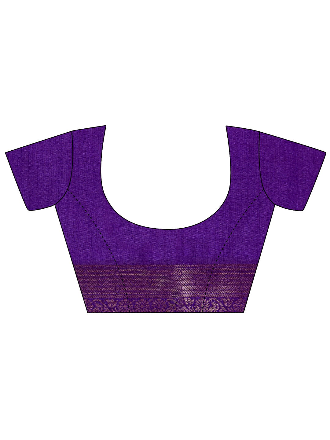 Purple Printed Silk Blend Saree With Unstitched Blouse Piece
