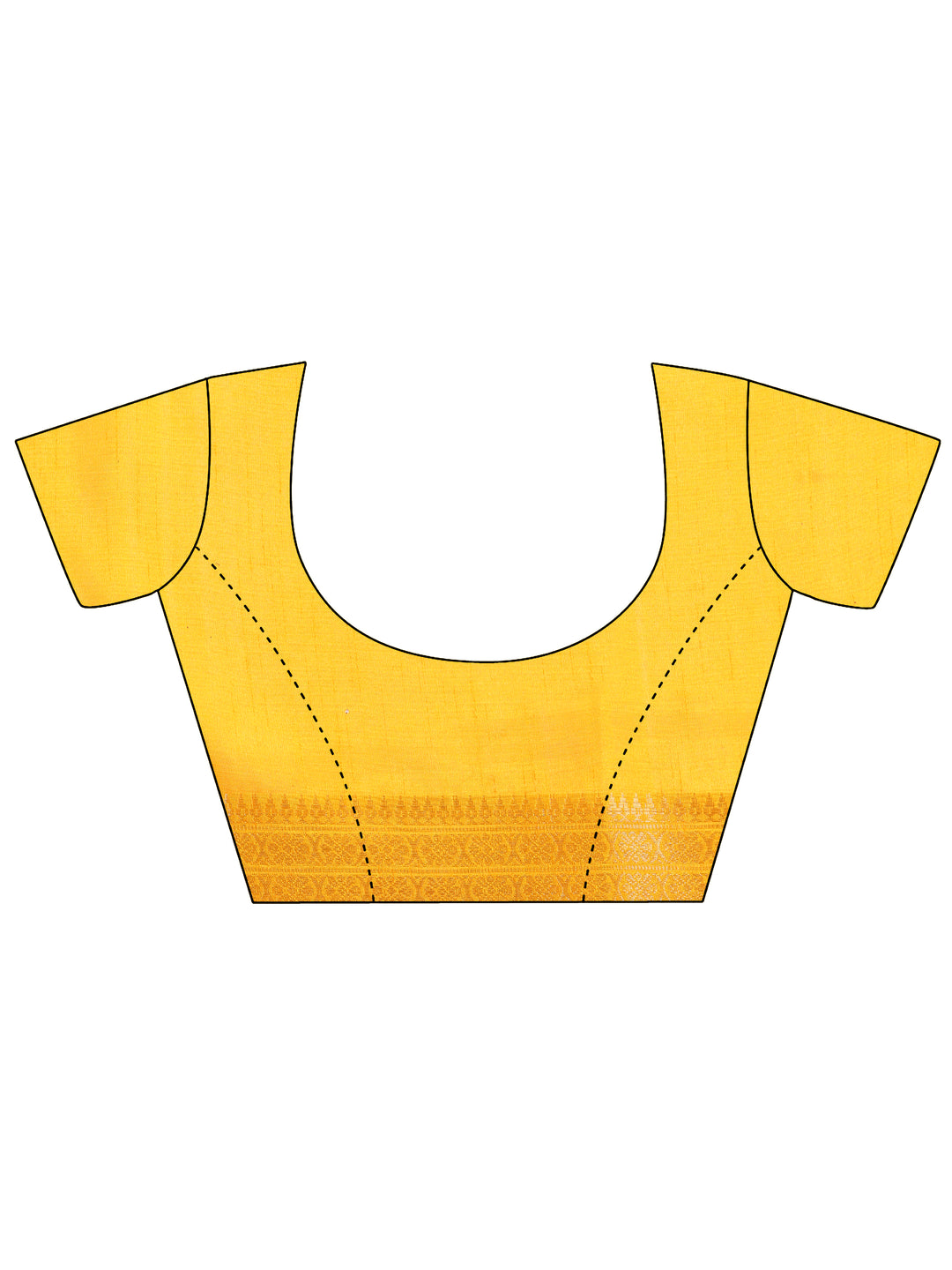 Mustard Printed Silk Blend Saree With Unstitched Blouse Piece