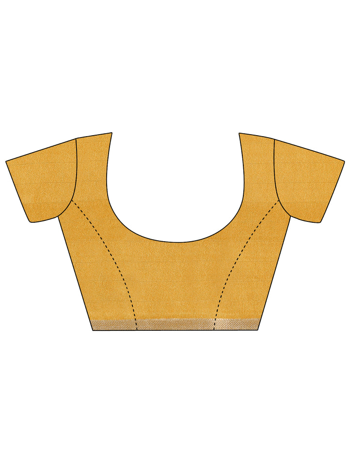 Mustard Printed Georgette Saree With Unstitched Blouse Piece