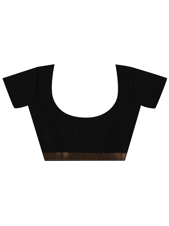 Black Printed Georgette Saree With Unstitched Blouse Piece