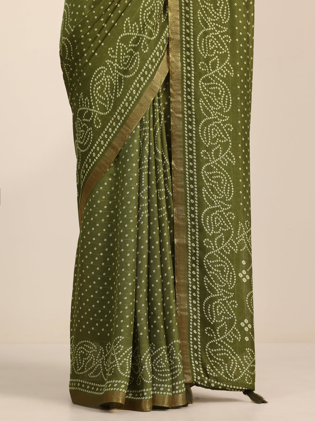 Green Printed Georgette Saree With Unstitched Blouse Piece