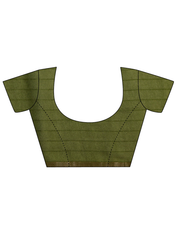 Green Printed Georgette Saree With Unstitched Blouse Piece