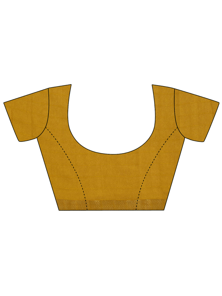 Mustard Printed Georgette Saree With Unstitched Blouse Piece