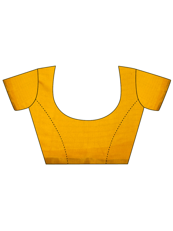 Yellow Printed Georgette Saree With Unstitched Blouse Piece