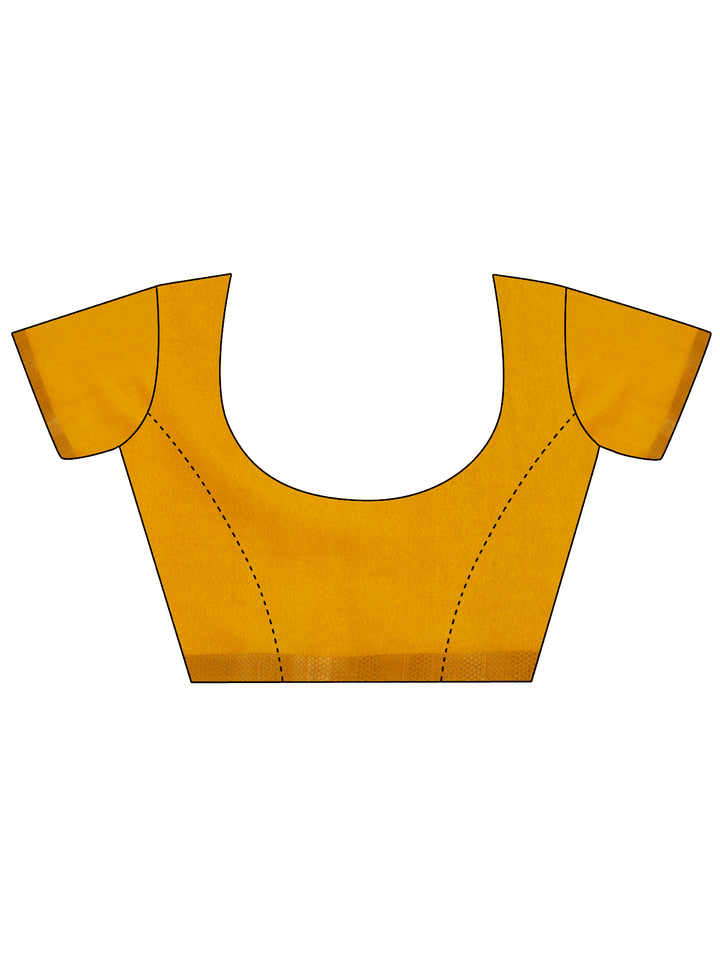 Yellow Printed Georgette Saree With Unstitched Blouse Piece