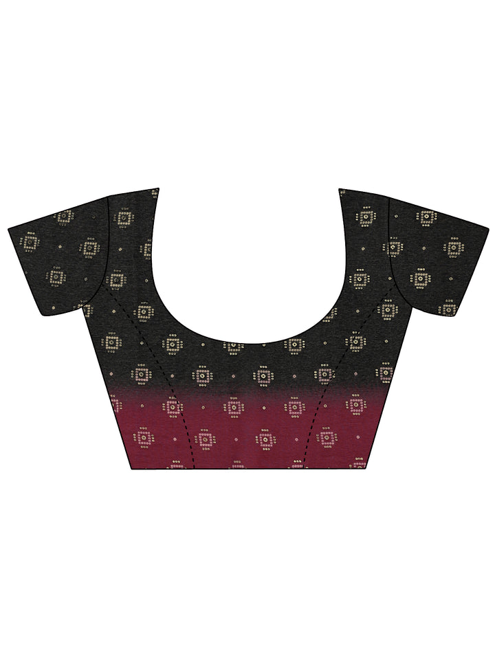 Black Printed Georgette Saree With Unstitched Blouse Piece