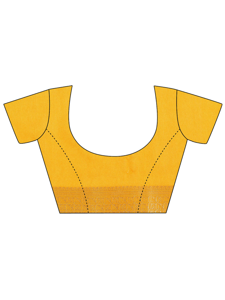 Yellow Printed Georgette Saree With Unstitched Blouse Piece