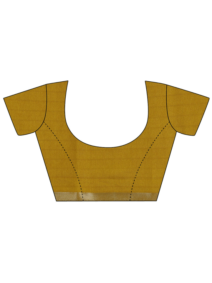Mustard Printed Georgette Saree With Unstitched Blouse Piece