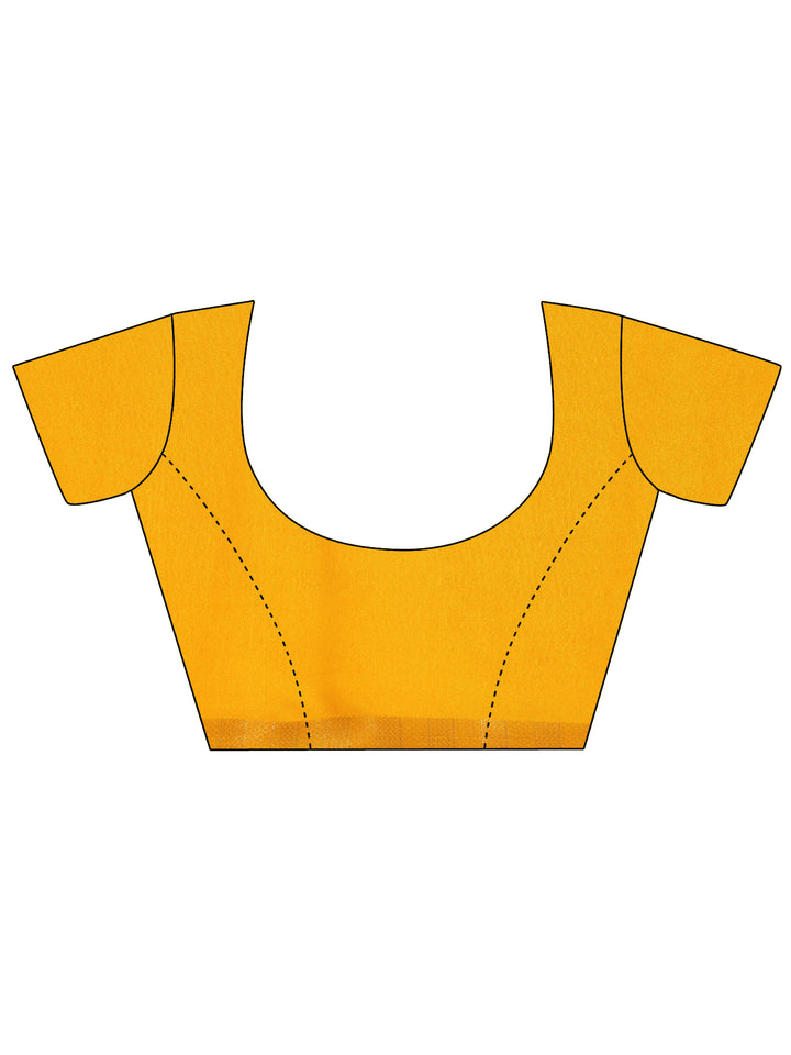 Mustard Printed Georgette Saree With Unstitched Blouse Piece