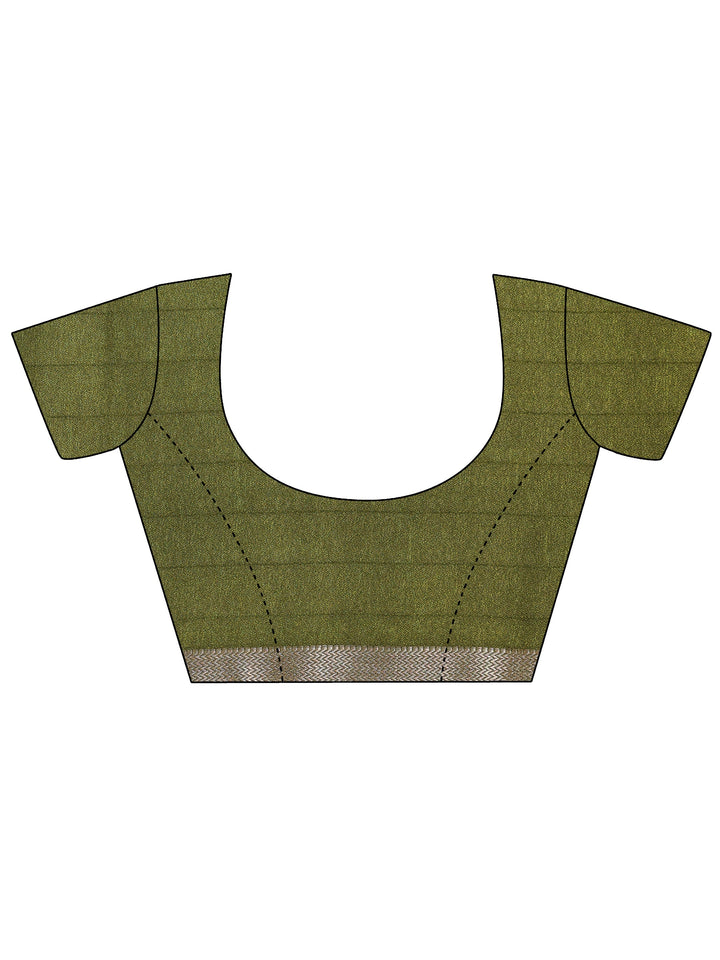 Green Printed Georgette Saree With Unstitched Blouse Piece