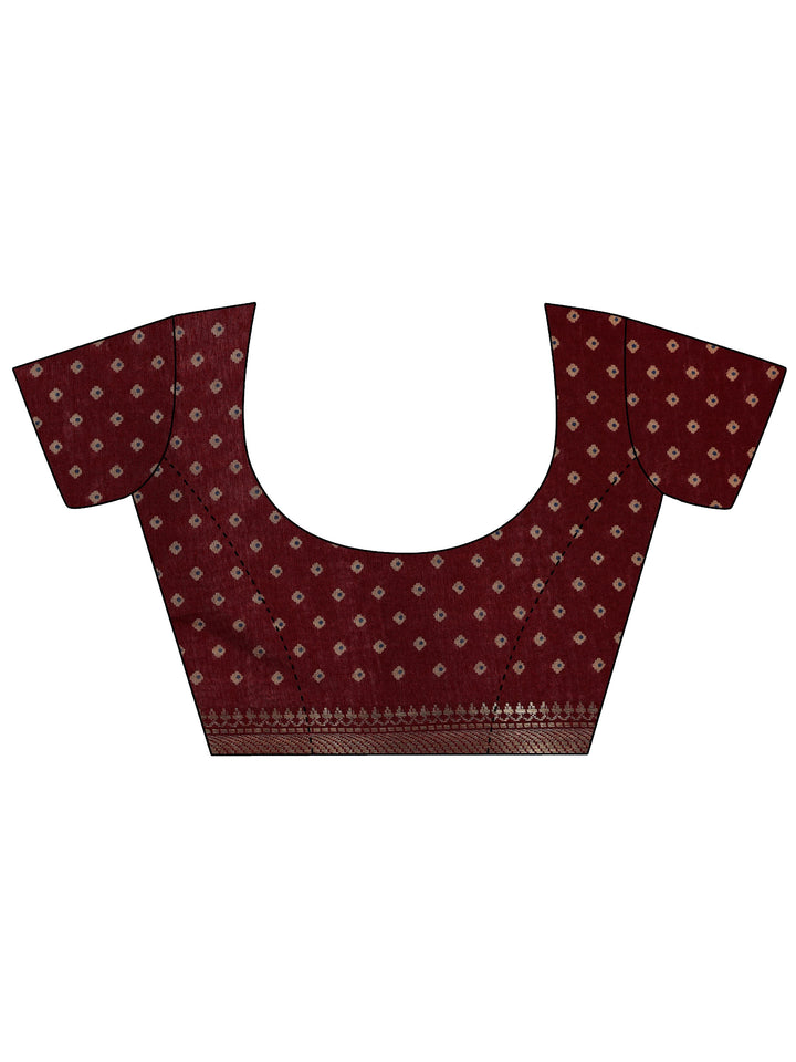 Blue Solid Cotton Silk Saree With Unstitched Blouse Piece