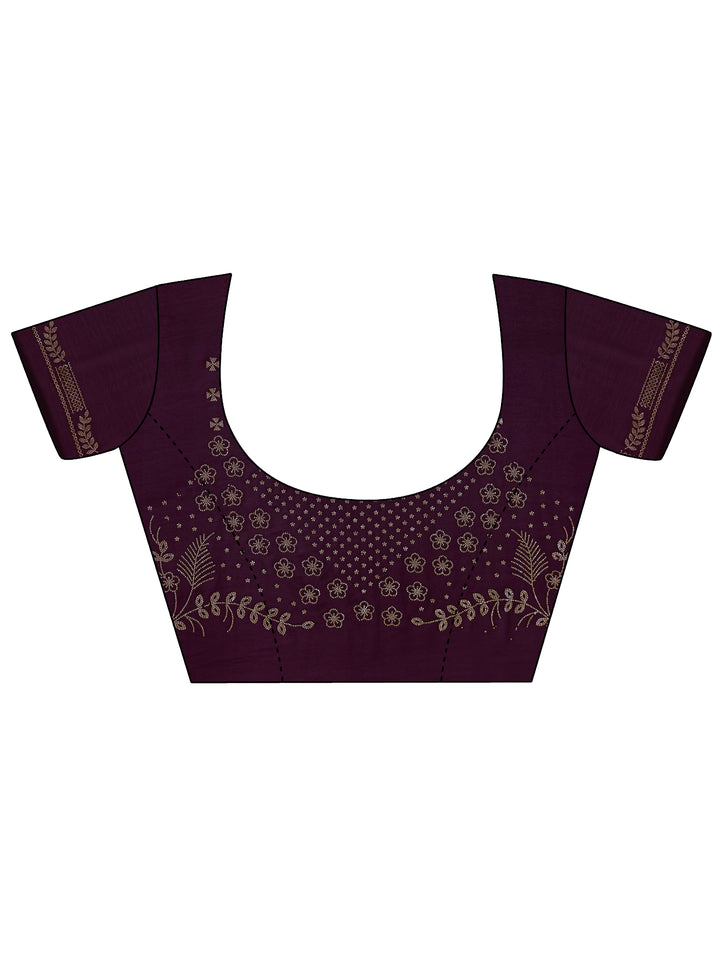 Burgundy Solid Satin Saree With Unstitched Blouse Piece