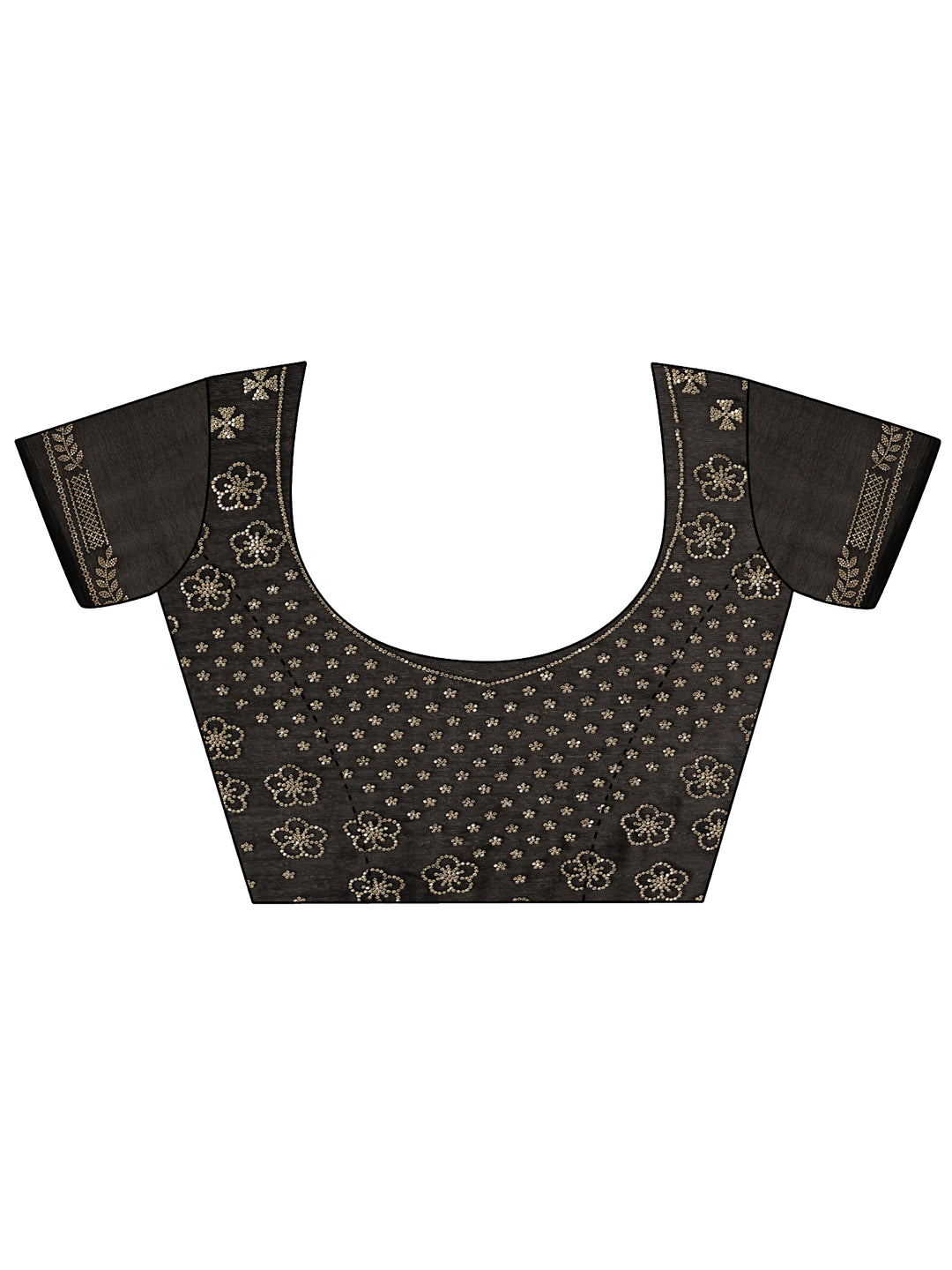 Black Solid Satin Saree With Unstitched Blouse Piece