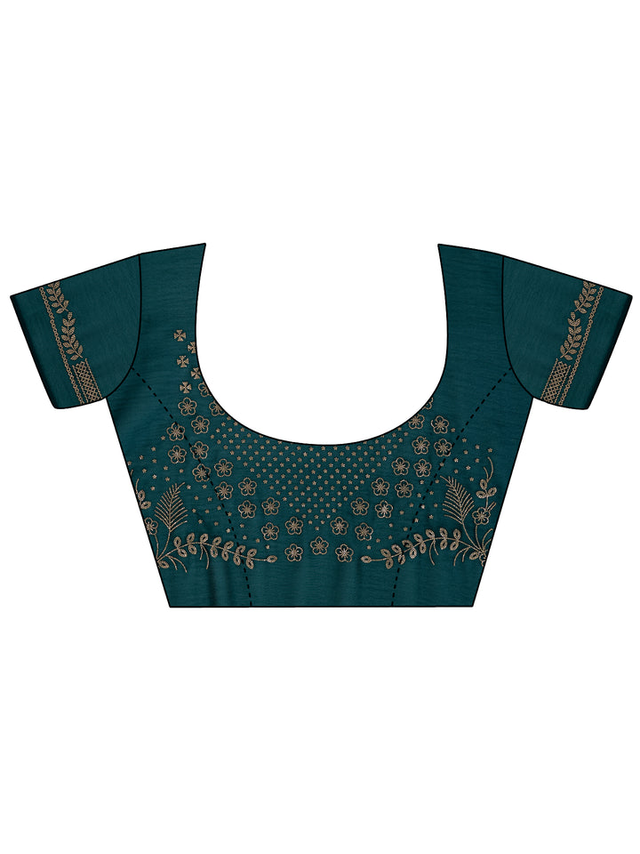 Teal Solid Jimmy Choo Satin Saree With Unstitched Blouse Piece