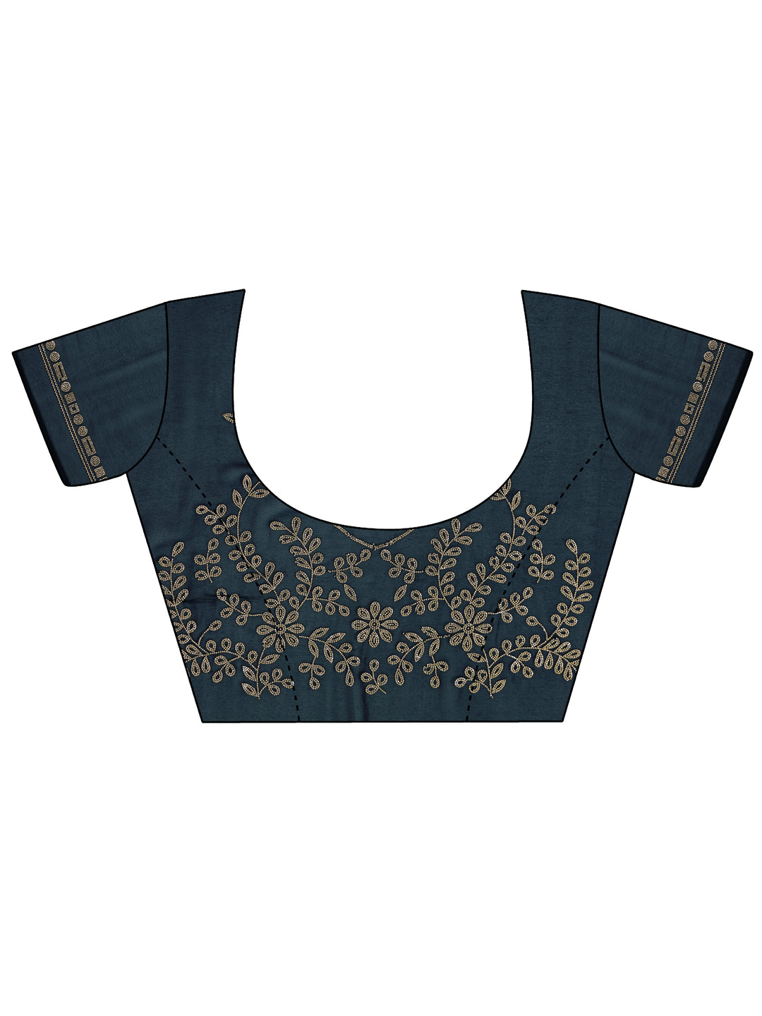 Navy blue Solid Satin Saree With Unstitched Blouse Piece