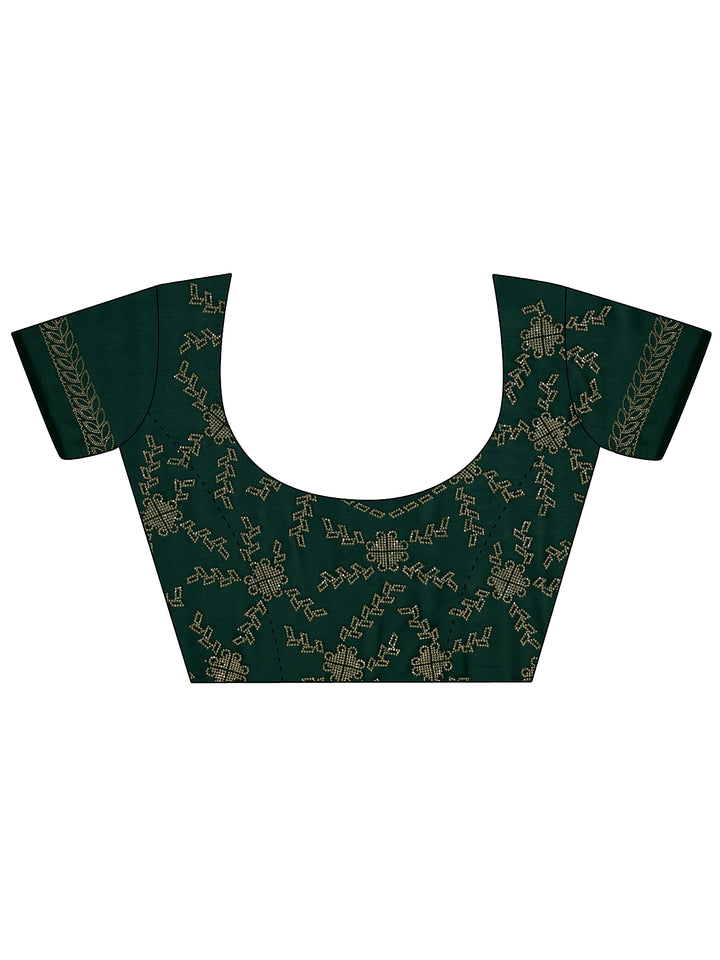 Green Solid Jimmy Choo Satin Saree With Unstitched Blouse Piece