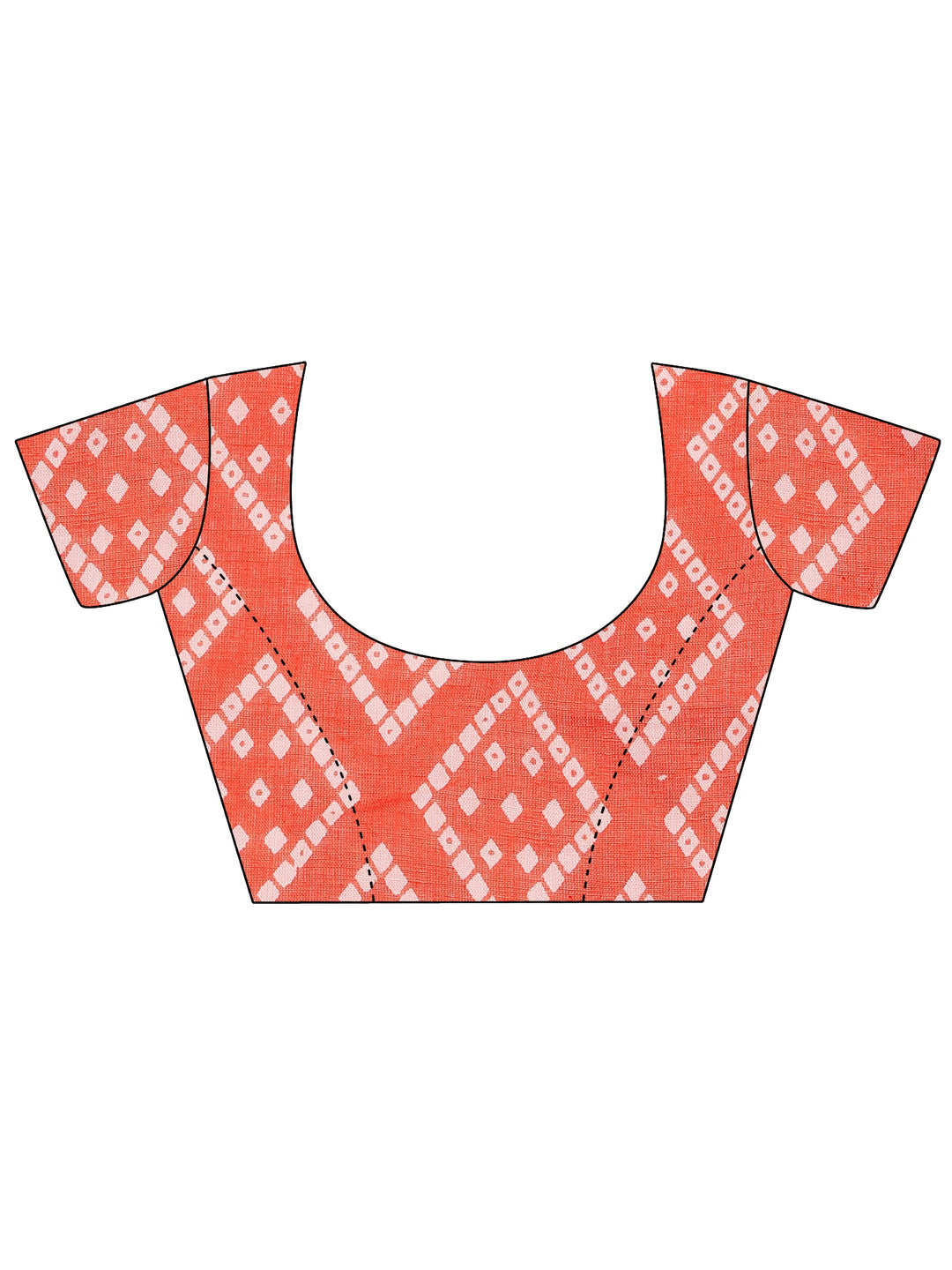 Orange Printed Cotton Saree With Unstitched Blouse Piece