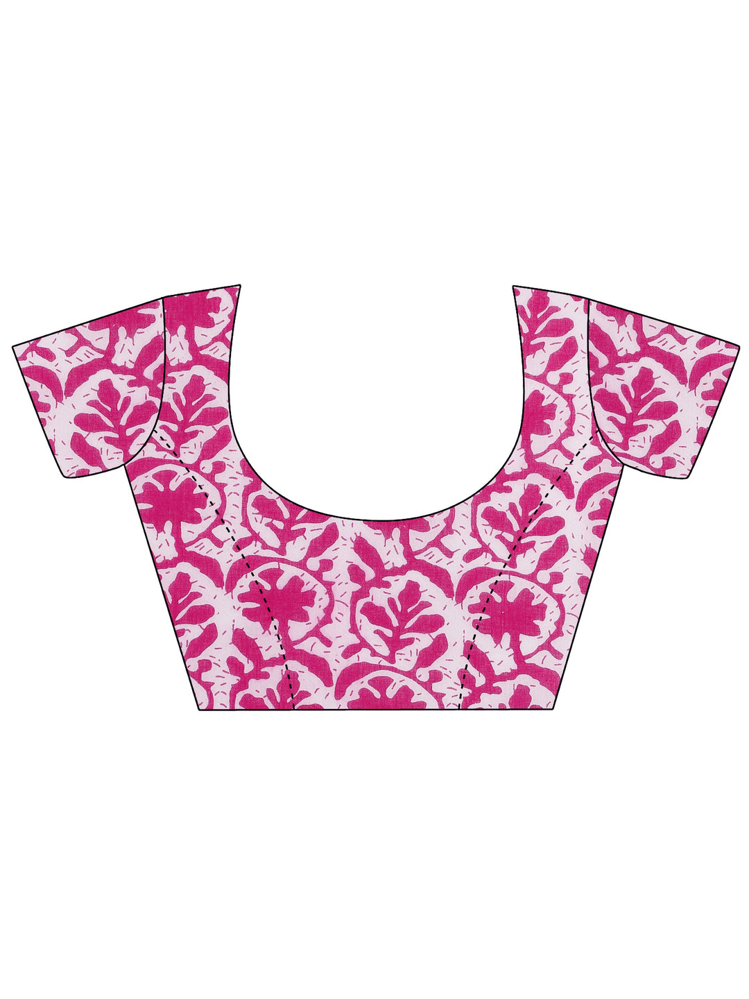 Pink Printed Cotton Saree With Unstitched Blouse Piece