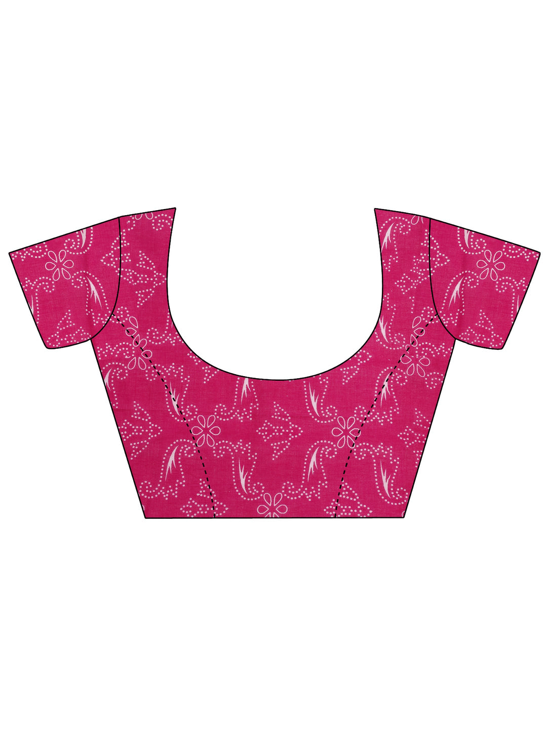 Pink Printed Cotton Saree With Unstitched Blouse Piece