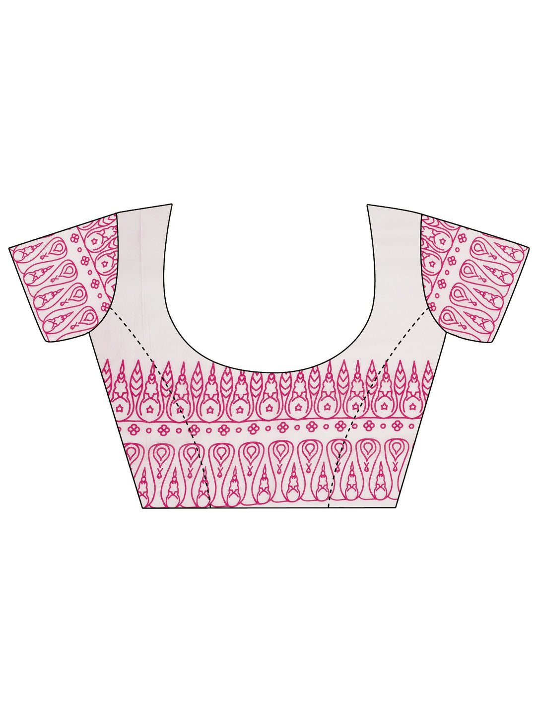 Pink Printed Cotton Saree With Unstitched Blouse Piece