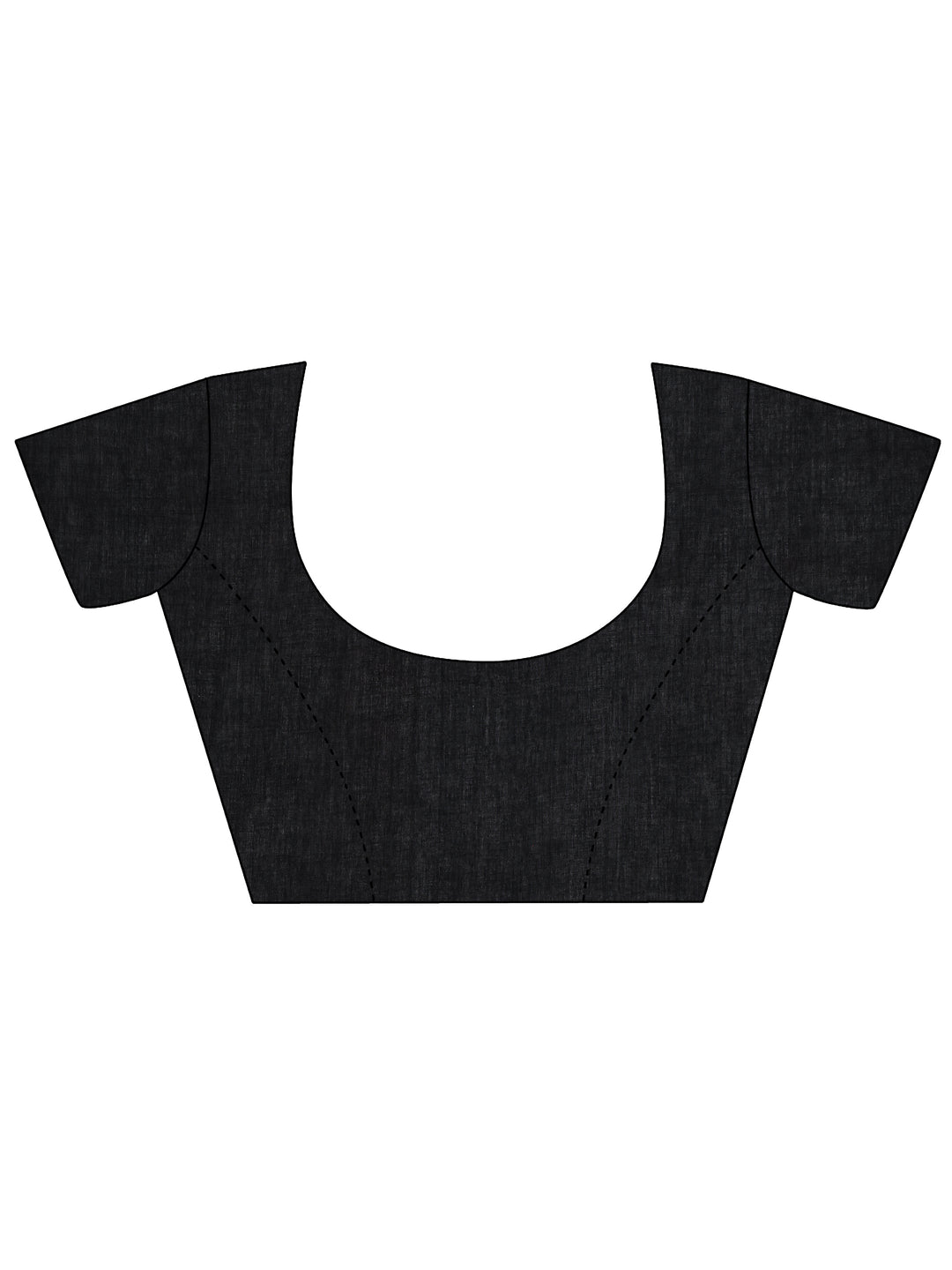 Black Printed Cotton Saree With Unstitched Blouse Piece