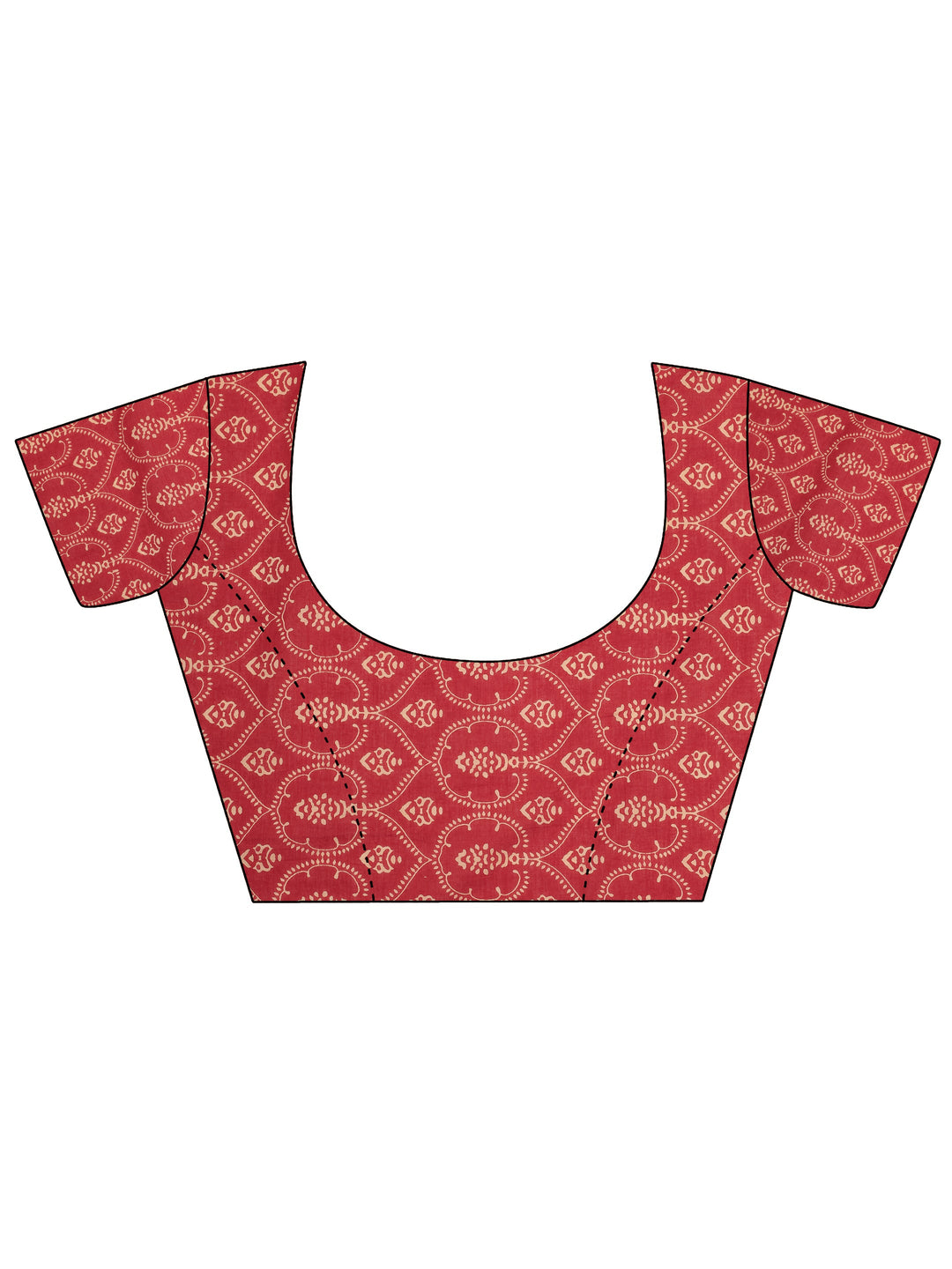 Red Solid Cotton Saree With Unstitched Blouse Piece