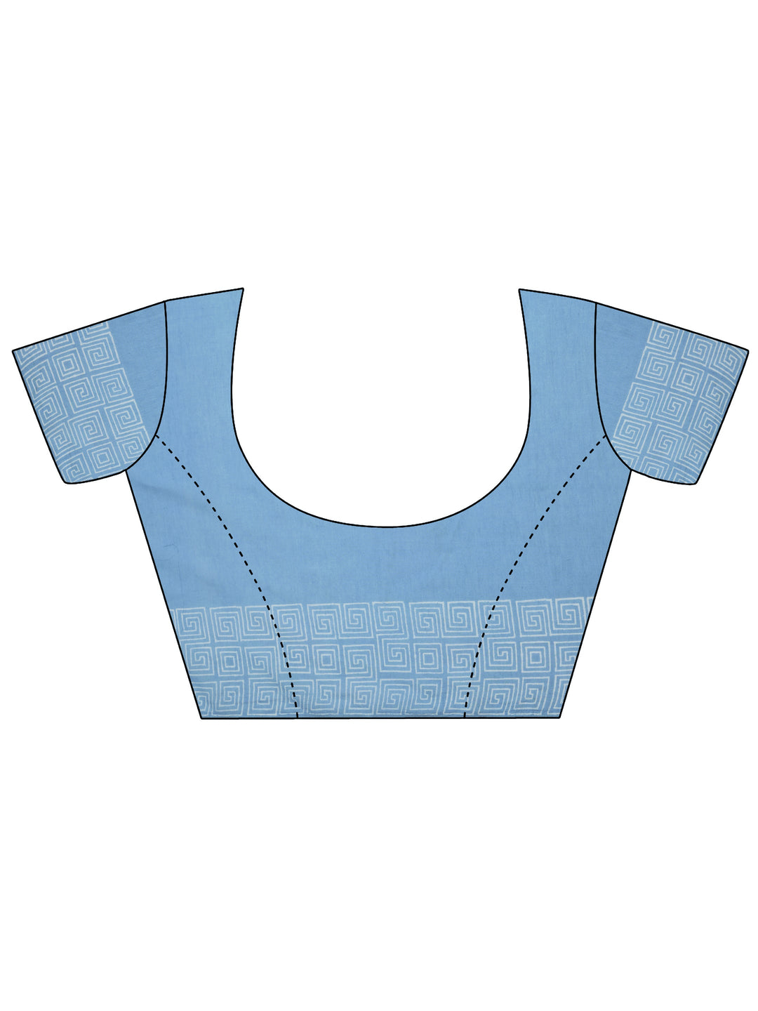 Blue Printed Cotton Saree With Unstitched Blouse Piece