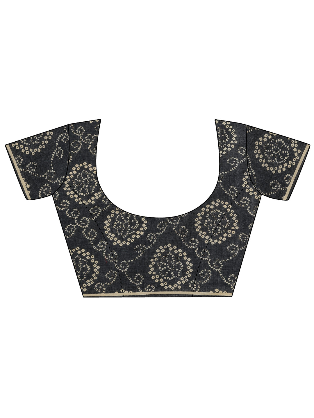 Grey Printed Cotton Saree With Unstitched Blouse Piece