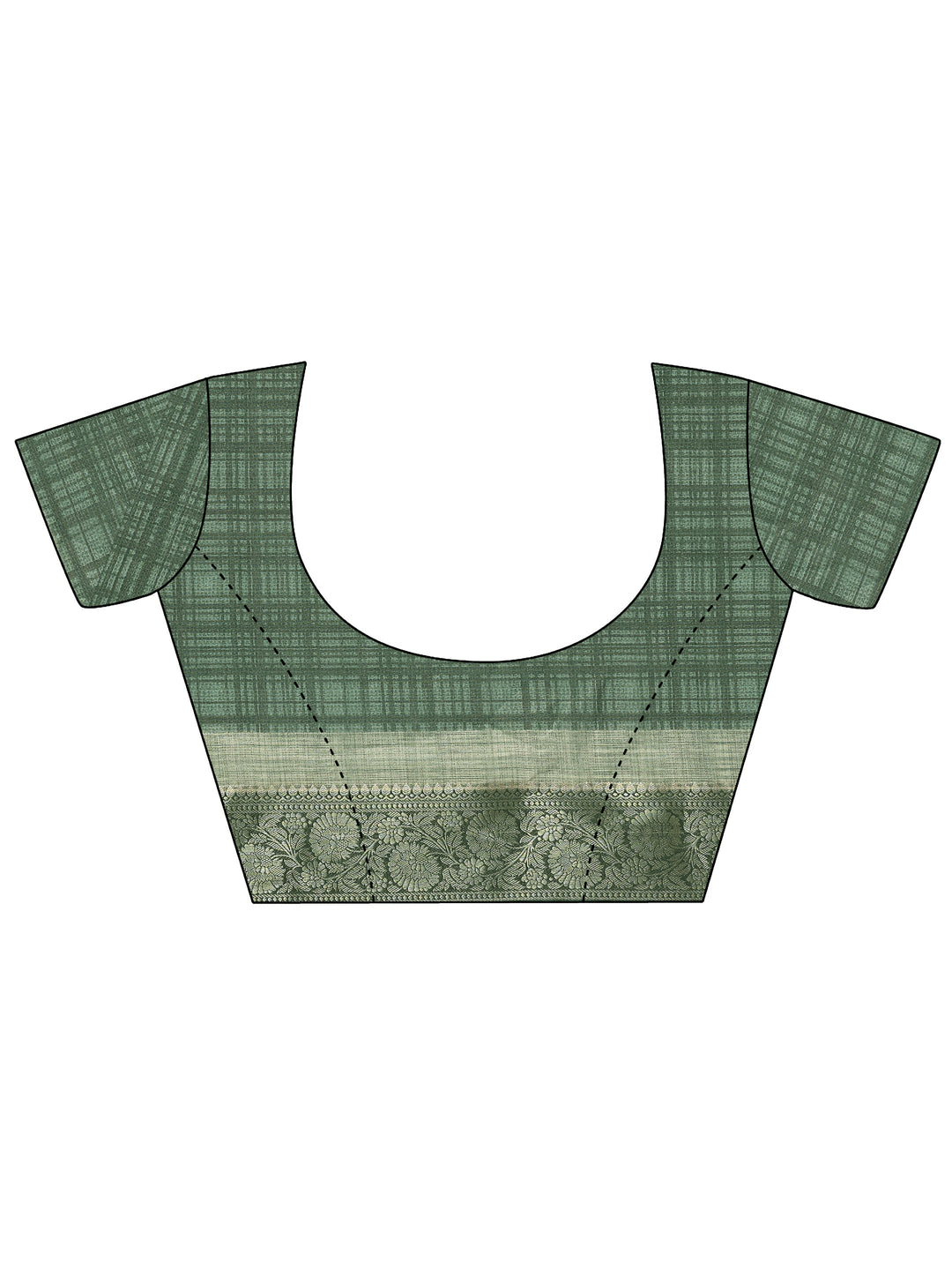 Green Printed Silk Blend Saree With Unstitched Blouse Piece