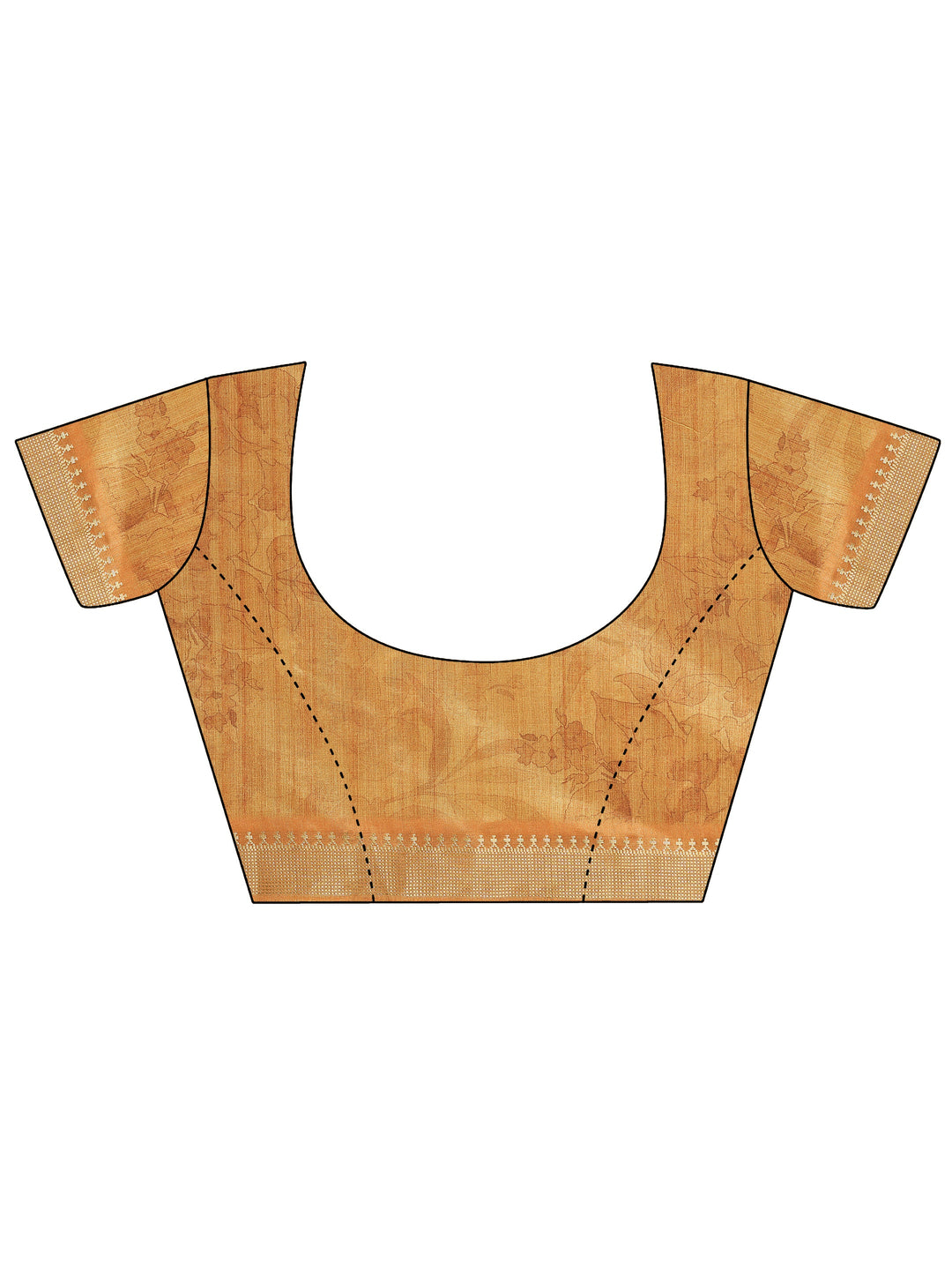 Mustard Printed Silk Blend Saree With Unstitched Blouse Piece