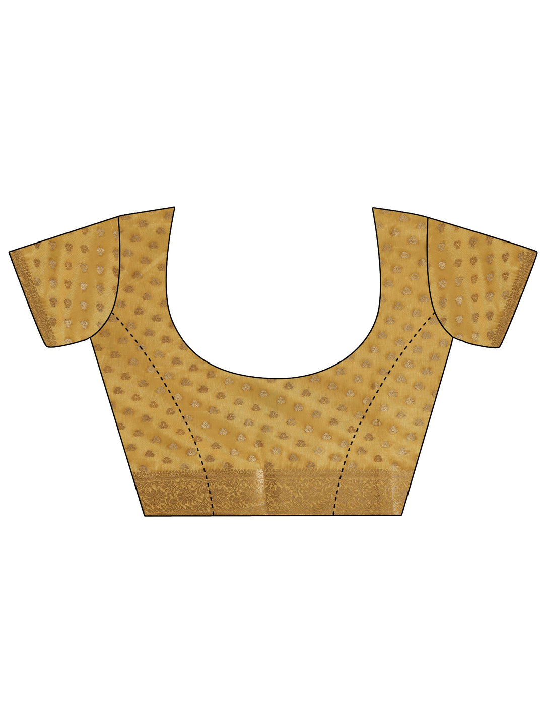 Mustard Printed Silk Blend Saree With Unstitched Blouse Piece