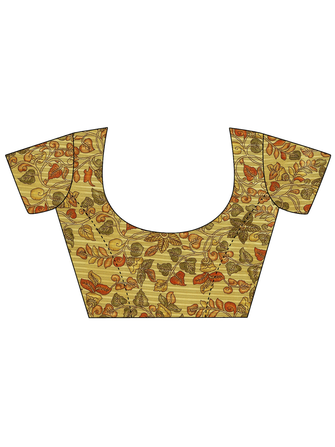 Mustard Printed Silk Blend Saree With Unstitched Blouse Piece