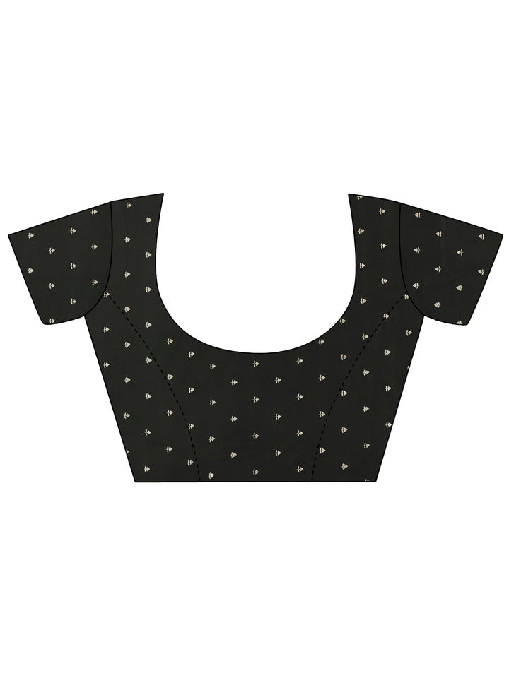 Mustard Printed Silk Blend Saree With Unstitched Blouse Piece