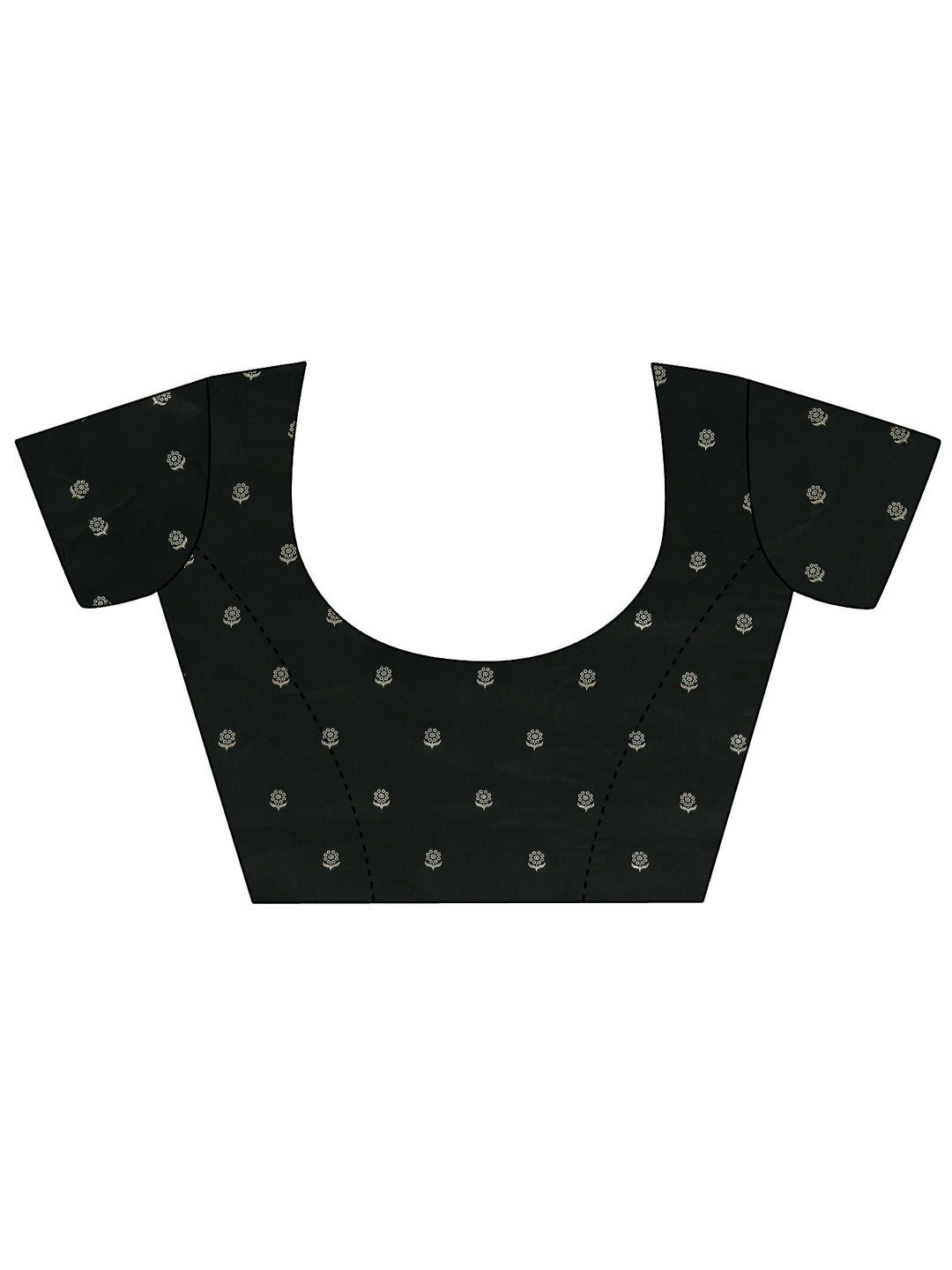 Black Printed Silk Blend Saree With Unstitched Blouse Piece