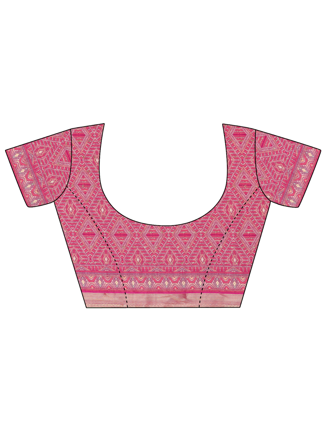 Pink Printed Silk Blend Saree With Unstitched Blouse Piece