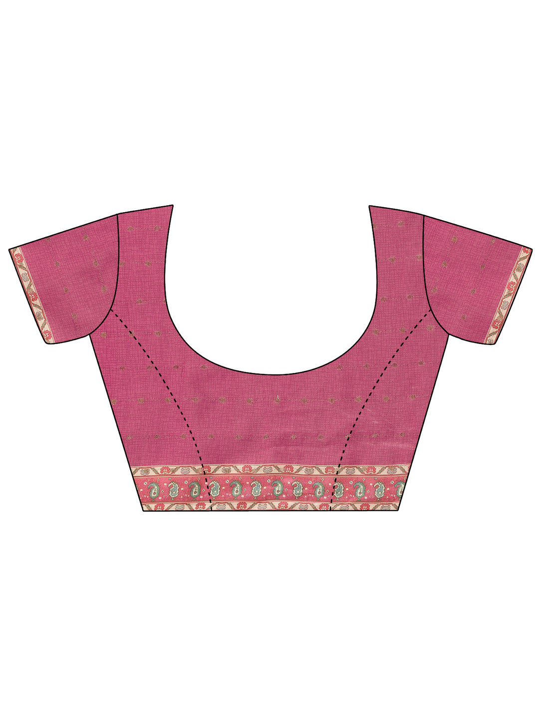 Pink Kalamkari Printed Silk Blend Saree With Unstitched Blouse Piece